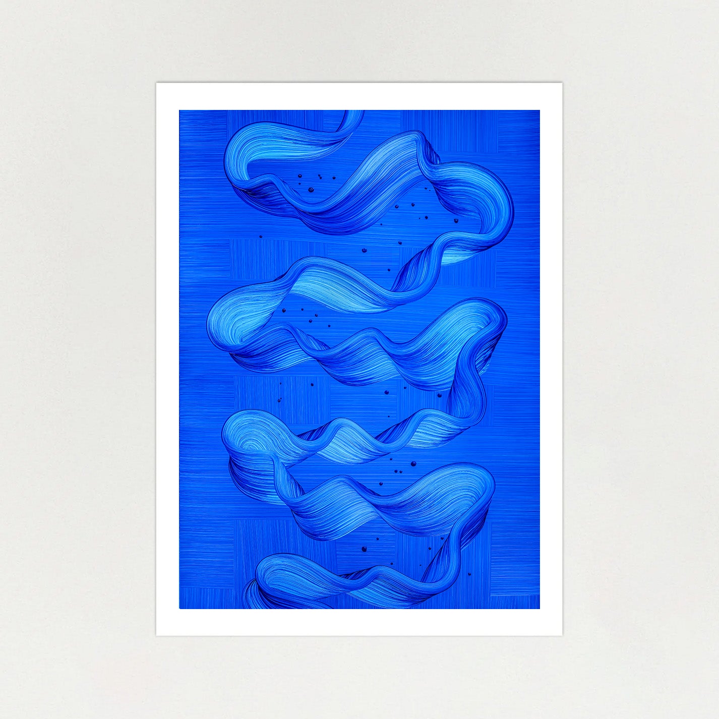 Ebb and Flow abstract art print by Lara Sayegh, featuring ocean-inspired rhythmic brushstrokes, printed on premium Giclée Fine Art Pape