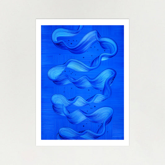 Ebb and Flow abstract art print by Lara Sayegh, featuring ocean-inspired rhythmic brushstrokes, printed on premium Giclée Fine Art Pape